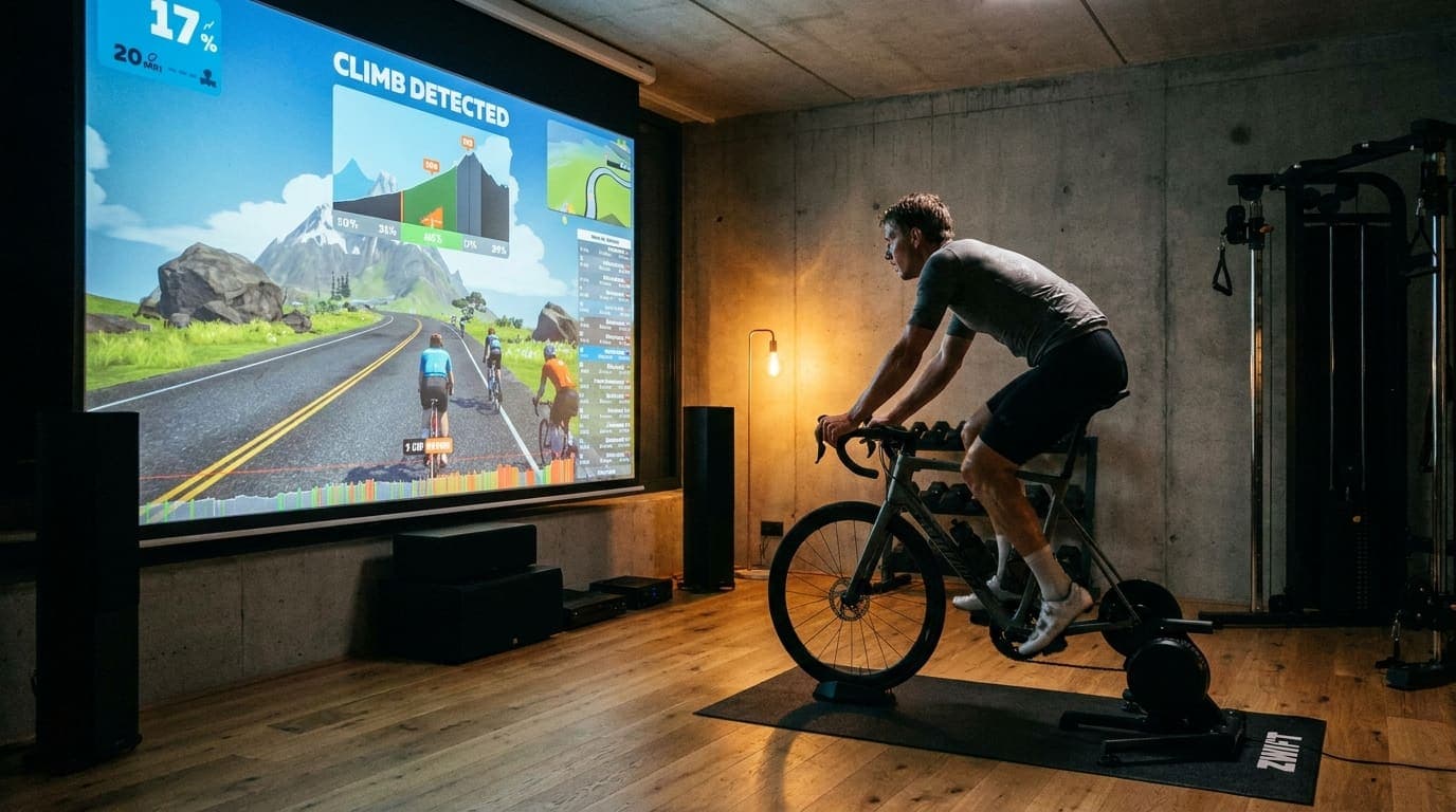 Zwift automatic climbing detection on smart trainers