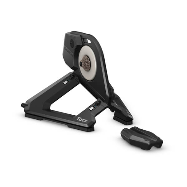 Garmin Tacx NEO 3M — full product shot showing the integrated chassis, motion plates, and 11-speed cassette