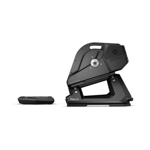 Garmin Tacx NEO 3M — folded view showing the integrated carry handle and fold-up legs
